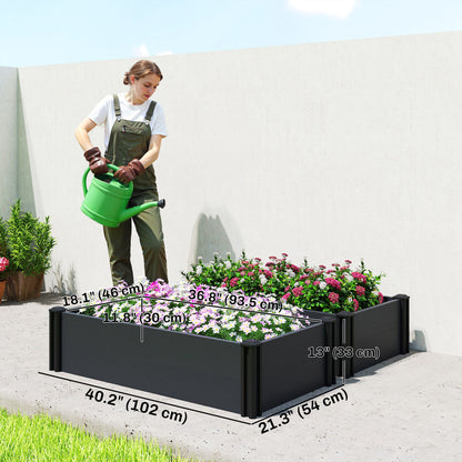 Vinyl Raised Garden Bed Kit, Set of 2 Elevated Garden Boxes with Open Bottom, Screwless Outdoor Planter Box