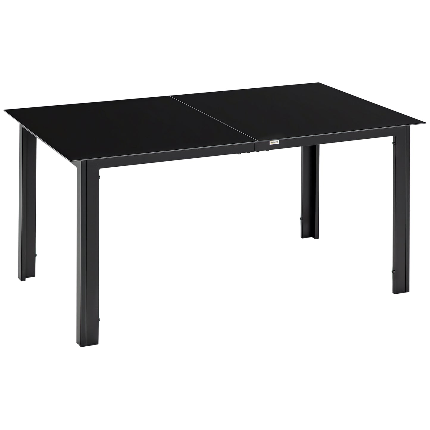 Aluminium Outdoor Dining Table for 6, 59" x 35" Rectangle Patio Table with Tempered Glass Tabletop, for Garden, Backyard, Lawn, Balcony, Black