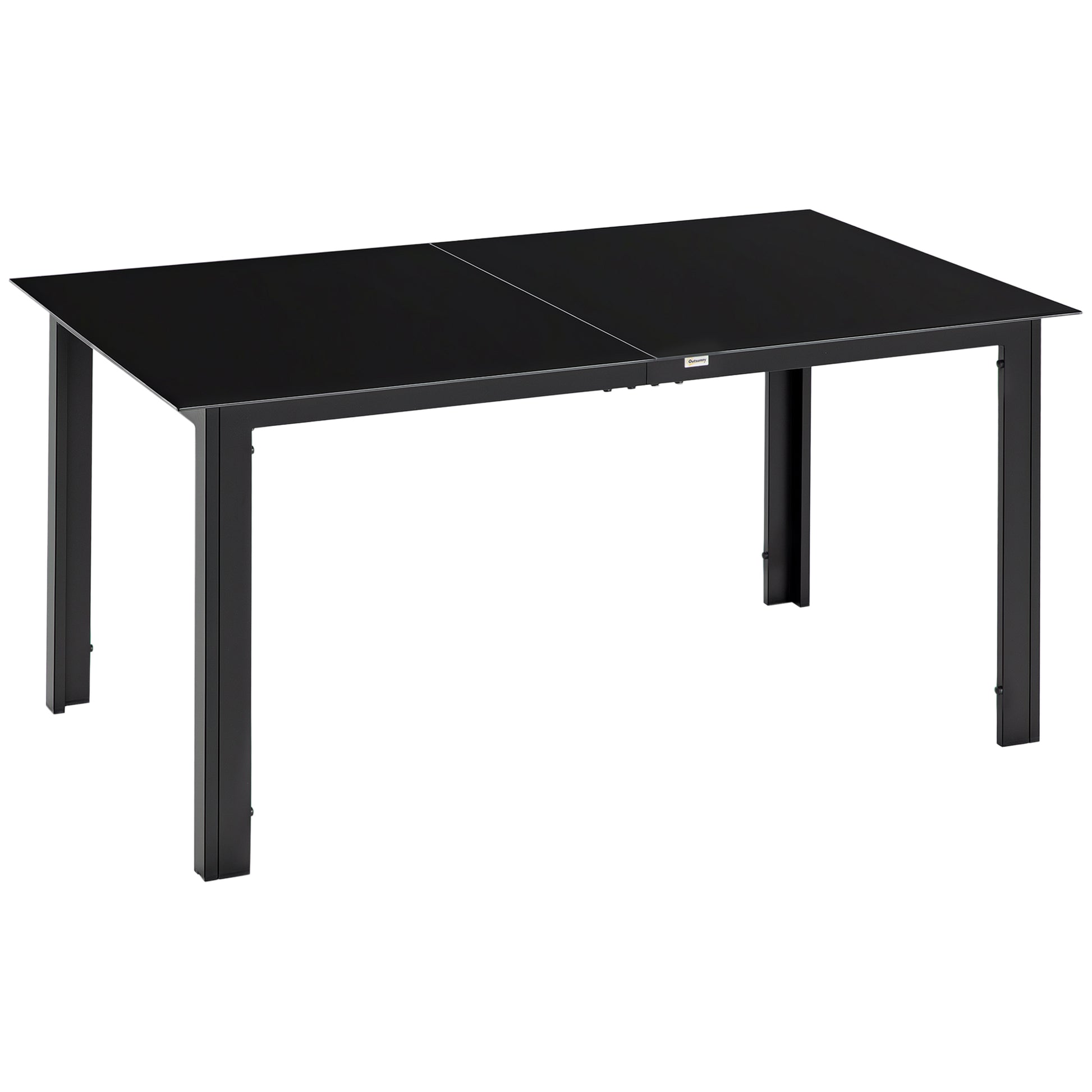 Aluminium Outdoor Dining Table for 6, 59" x 35" Rectangle Patio Table with Tempered Glass Tabletop, for Garden, Backyard, Lawn, Balcony, Black