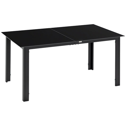 Aluminium Outdoor Dining Table for 6, 59" x 35" Rectangle Patio Table with Tempered Glass Tabletop, for Garden, Backyard, Lawn, Balcony, Black