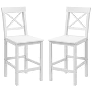 Counter Height Stools Set of 2, Farmhouse Bar Stools with Backs, Solid Wood Counter Stools for Kitchen Island White