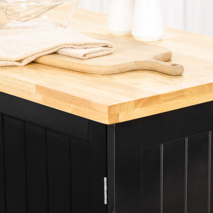 Rolling Kitchen Island with Storage, Utility Kitchen Island Cart with Drawer, Cabinets, Towel Rack and Rubber Wood Top