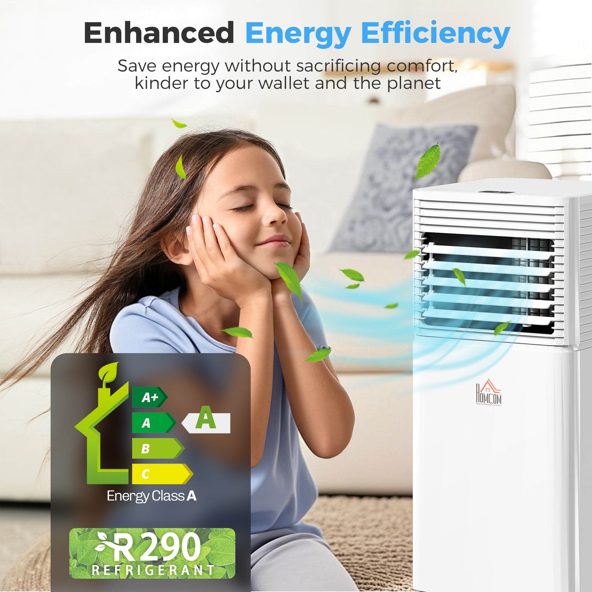 8000 BTU Portable Air Conditioner with Fan & Dehumidifier Mode, Quiet AC Unit with Remote Control, 24-Hour Timer, White