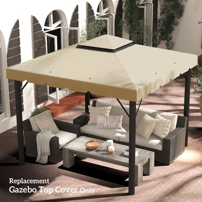 10' x 10' Gazebo Replacement Canopy, Gazebo Top Cover with Double Vented Roof for Garden Patio Outdoor TOP ONLY, Beige