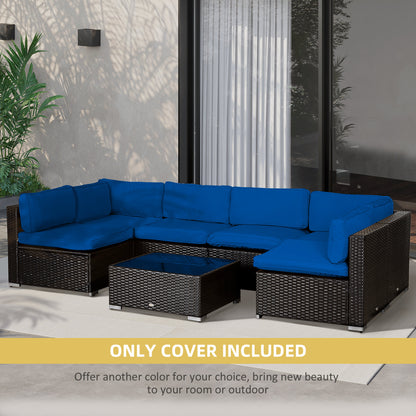 Outdoor 14pc Patio Rattan Sofa Set Cushion Polyester Cover Replacement Set - No Cushion Included Navy Blue
