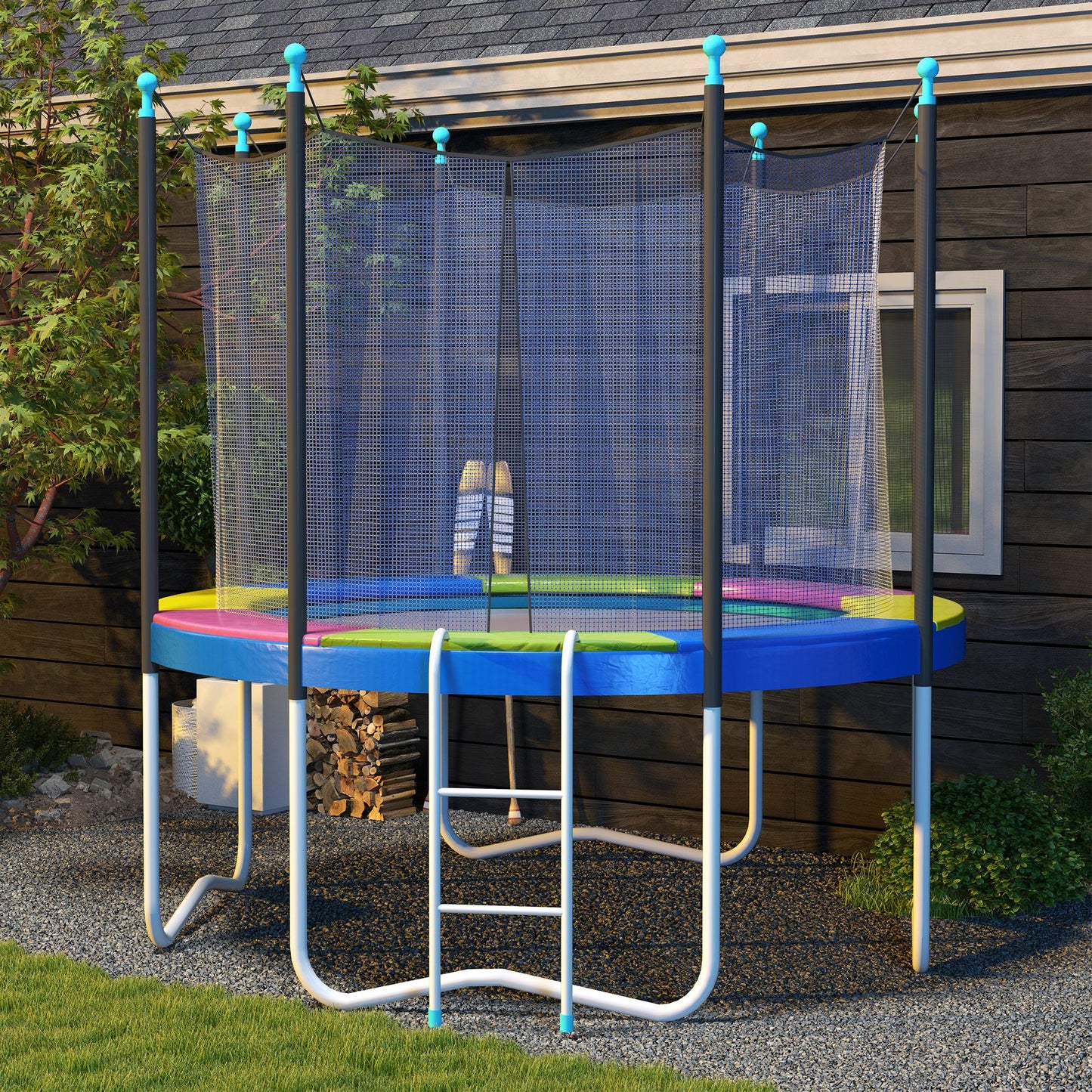 Soozier 8FT Trampoline Spring Cover, Trampoline Pad Replacement, Waterproof and Tear-Resistant, All-Weather Trampoline Accessories, Multi-Colored
