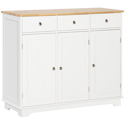 Modern Sideboard, Buffet Cabinet with Storage Cabinets, Drawers and Adjustable Shelves for Living Room, White