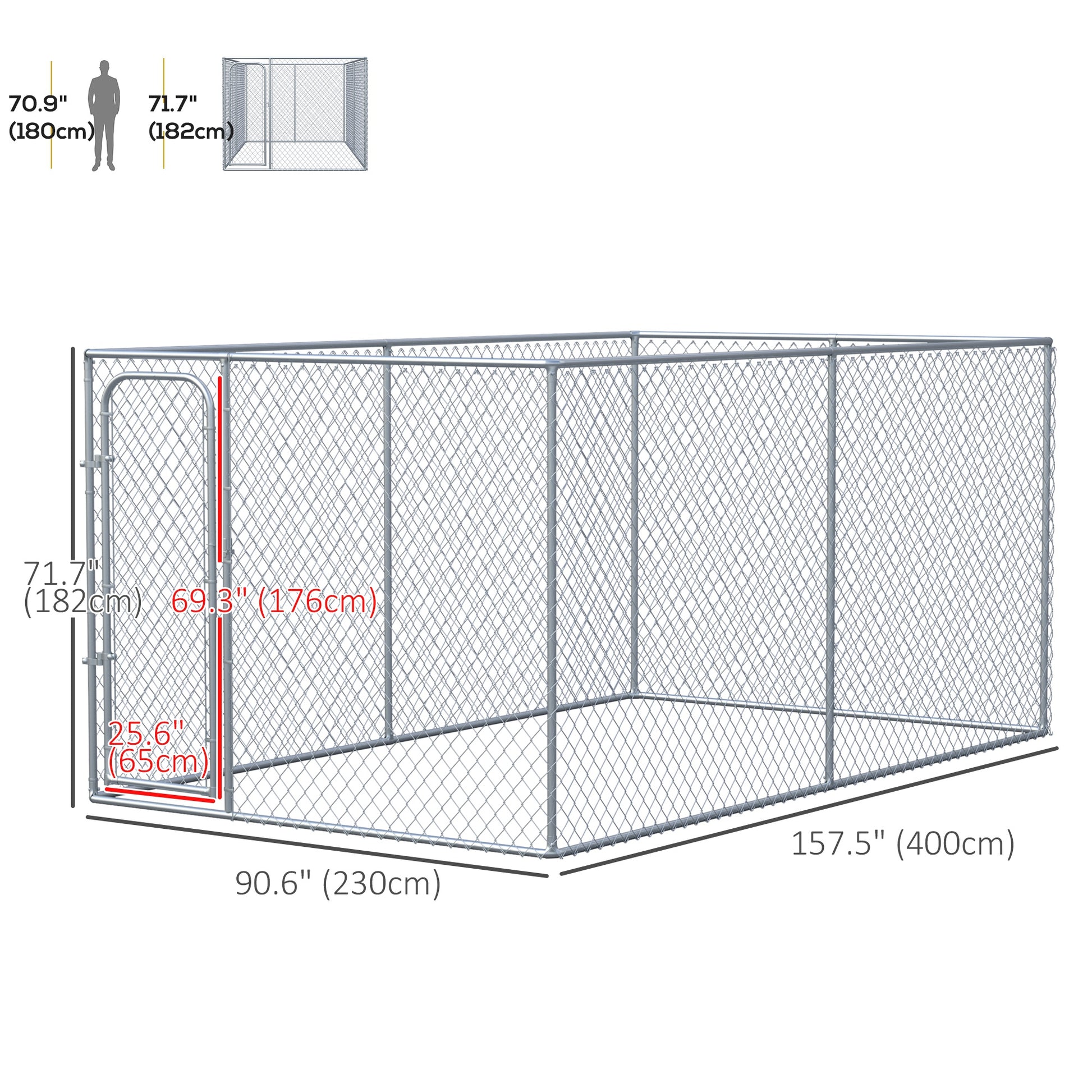 99 Sq. Ft. Dog Playpen Outdoor with Galvanized Steel Frame, for Small and Medium Dogs, 13.1' x 7.5' x 6'