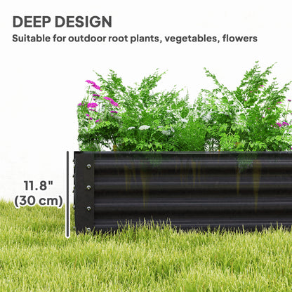 6 x 3 x 1ft Galvanized Raised Garden Bed, Reinforced Outdoor Planter Box with Open Bottom, Dark Grey