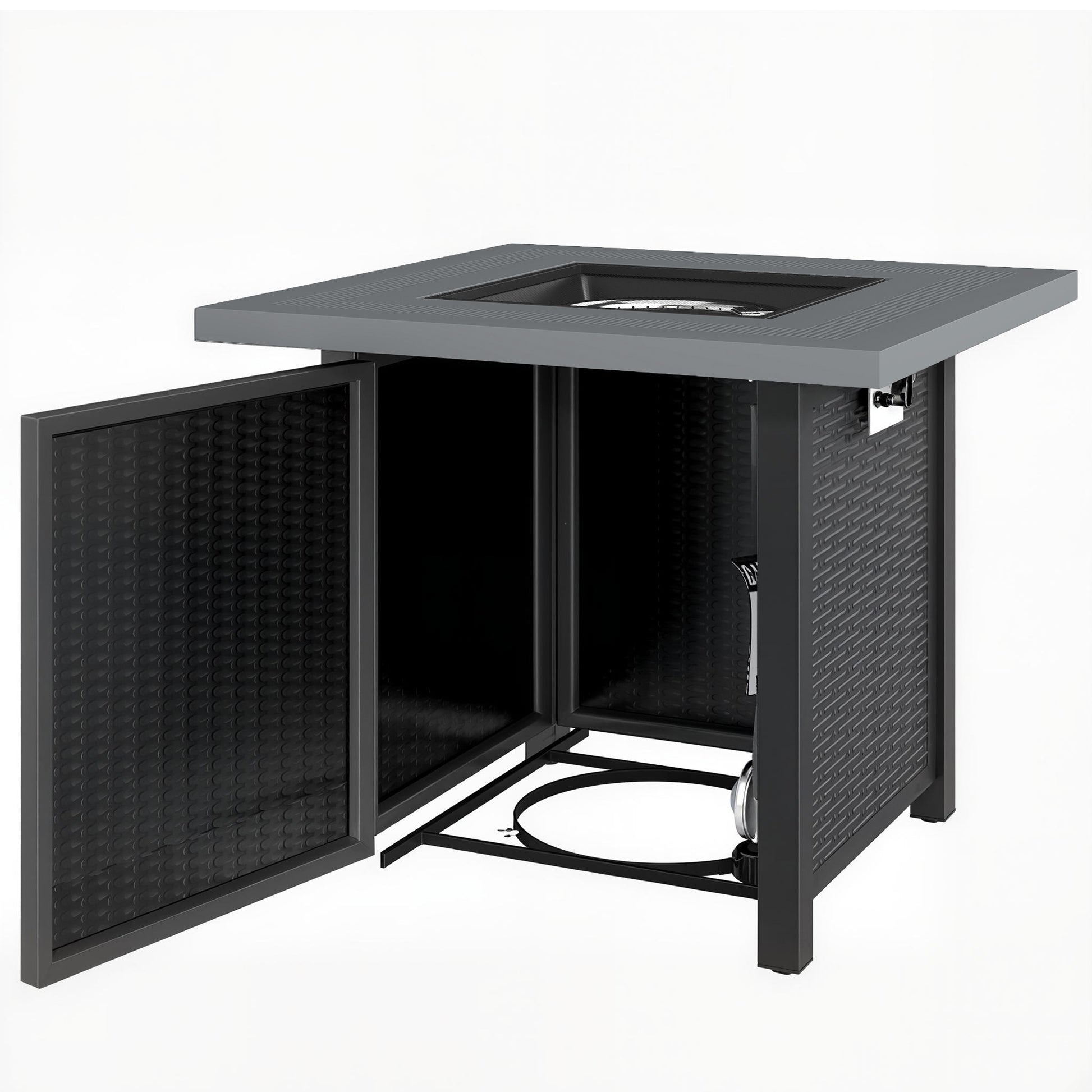 Propane Fire Pit Table, 28" 40000 BTU Outdoor Gas Fire Table with Lava Rocks and Lid, Black
