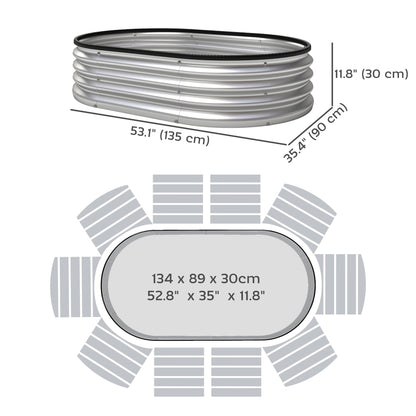 Galvanized Raised Garden Bed, 4 x 3 x 1 ft Modular Metal Garden Beds with Rubber Strip Edging, Silver