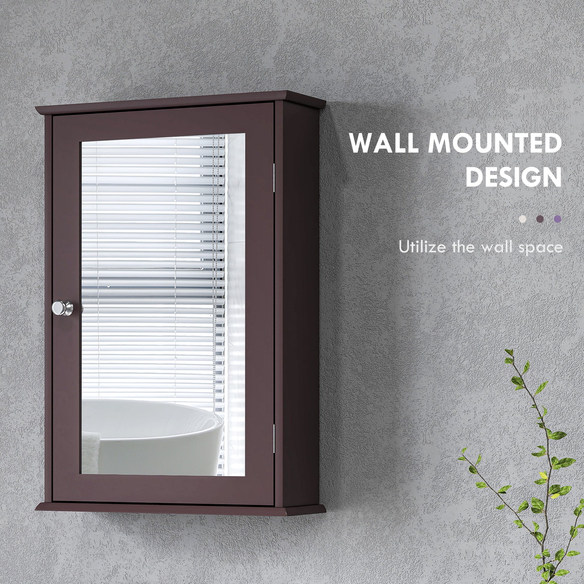 Bathroom Mirror Cabinet, Wall Mounted Medicine Cabinet with Door and Shelves, Dark Brown