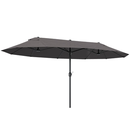 15' Double-Sided Patio Umbrella Parasol Sun Shelter Canopy Shade Grey