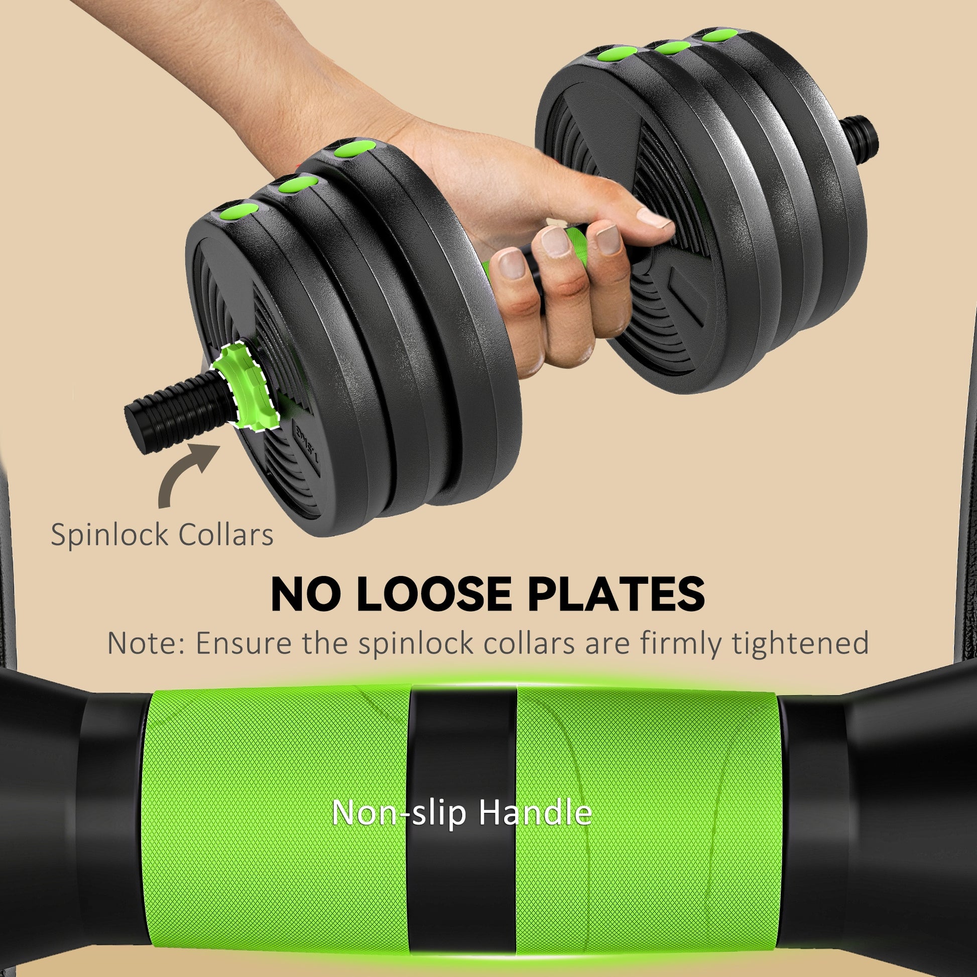 Soozier Adjustable Dumbbell Set, 3 in 1 Weights Dumbbells Set for Home Gym, 44lb Free Weights with Connector and Non-Slip Grip
