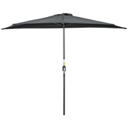 9.8ft Half Umbrella Semi Round Patio Parasol with Crank Handle, Top Vent for Garden, Balcony- NO BASE INCLUDED, Black