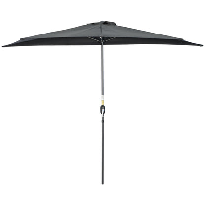 9.8ft Half Umbrella Semi Round Patio Parasol with Crank Handle, Top Vent for Garden, Balcony- NO BASE INCLUDED, Black