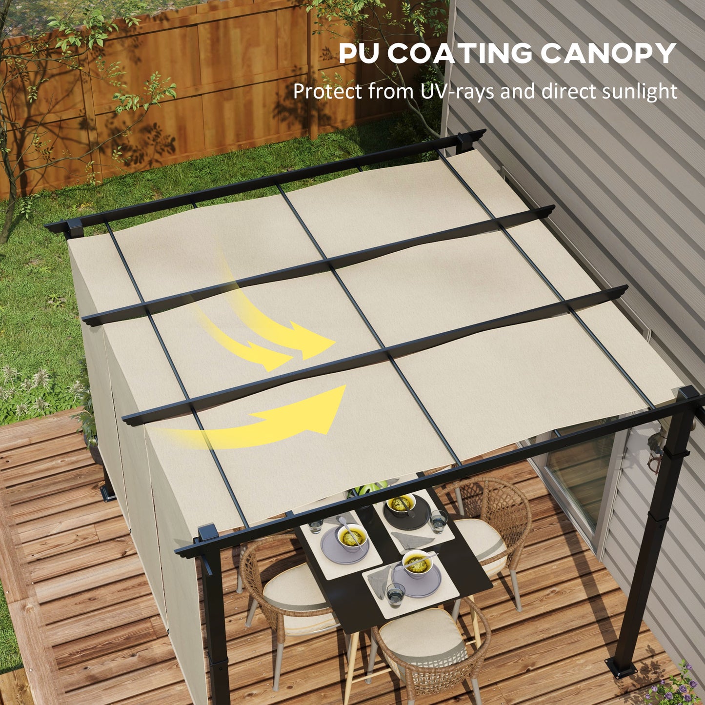 10' x 10' Metal Pergola, Outdoor Pergola with Retractable Canopy, for Garden, Patio, Backyard, Deck