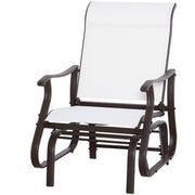 Outdoor Glider Chair, Patio Glider with Steel Frame and Mesh Fabric, Outdoor Patio Chair for Backyard, Garden and Porch, Cream White