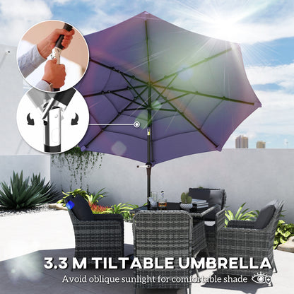 10.7FT Patio Umbrella with 8 Ribs, Crank, Push Button Tilt, Air Vents, for Backyard, Deck and Lawn, Purple