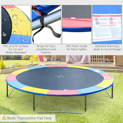 Soozier Trampoline Pad, 14FT Replacement Trampoline Safety Pad Mat Spring Cover, Water-Resistant, UV-Resistant, Tear-Resistant, No Holes for Pole, Colorful