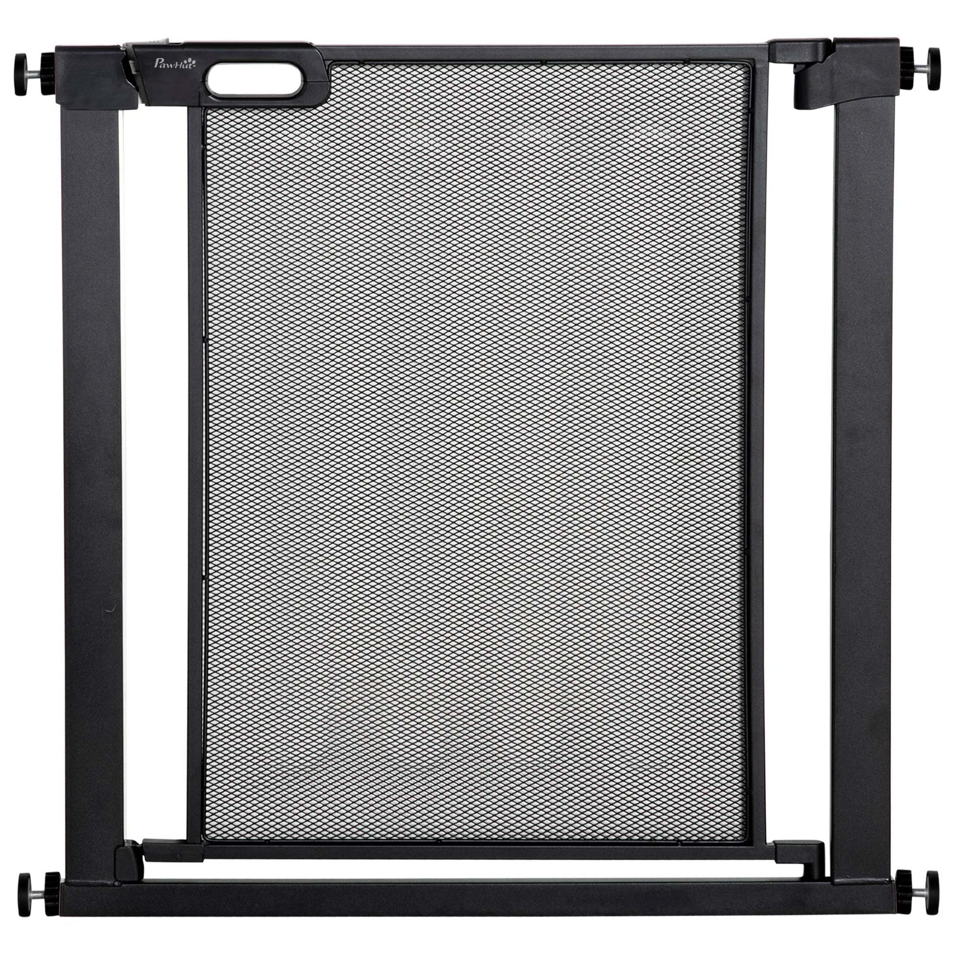 29.5"-32.3" Metal Pet Gate, w/ Auto Closing Door, Double Locking, Dog Gate for Doorways, Stairs, Hallways, Indoor/Outdoor, Black