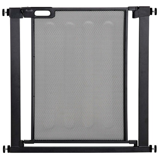 29.5"-32.3" Metal Pet Gate, w/ Auto Closing Door, Double Locking, Dog Gate for Doorways, Stairs, Hallways, Indoor/Outdoor, Black