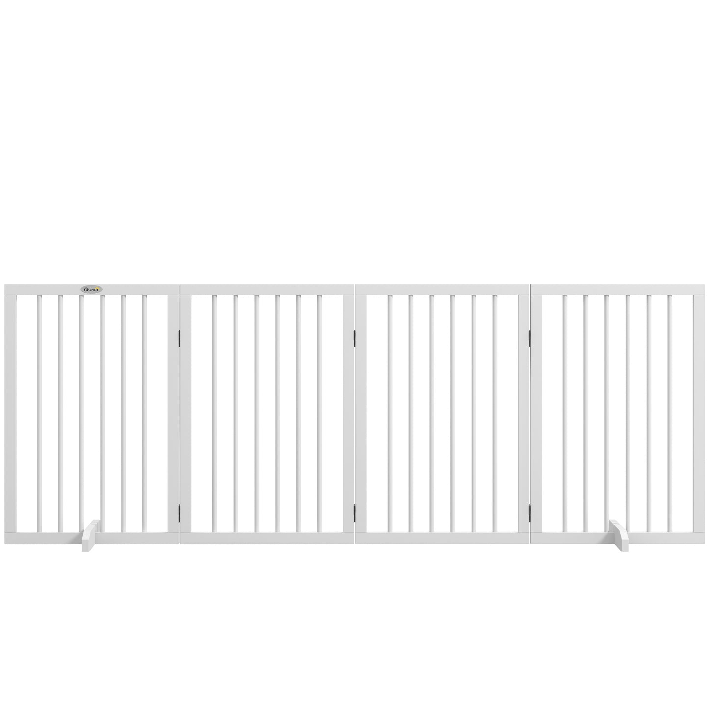 Free Standing Pet Gate, Foldable Dog Gates with 2 Support Feet, 4 Panels for Doorway Stairs, White