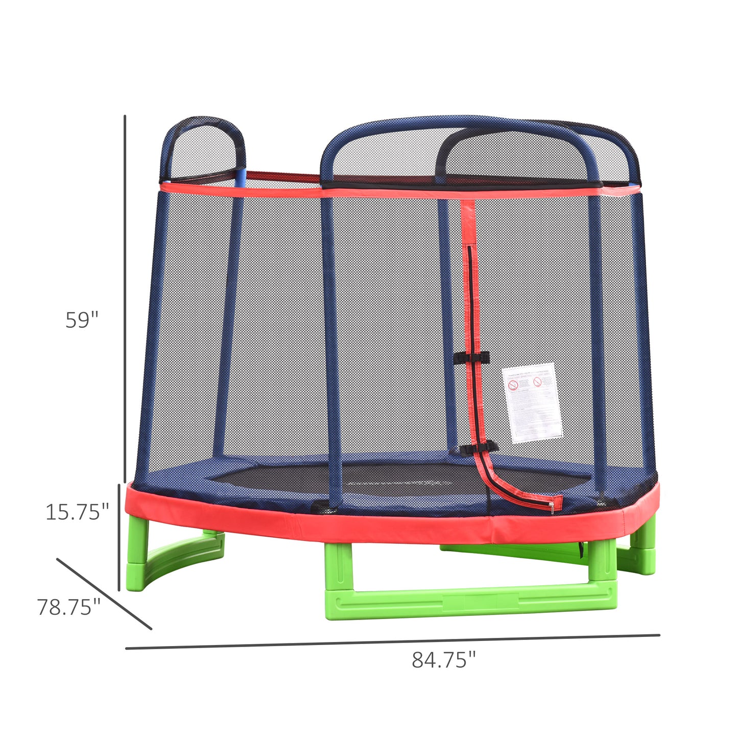 84.75" Kids Trampoline 7 FT Indoor Outdoor Trampolines with Safety Net Enclosure Built-in Zipper Padded Covering, for Boys and Girls, Red