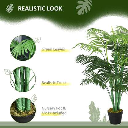 4FT Artificial Palm Tree, Fake Tropical Tree with Lifelike Leaves, Faux Plant in Pot for Indoor Decoration, Green