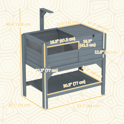 Wooden Tortoise House Habitat with Shelf, Light Support Frame, Tray for Indoor Use, 33" L x 20" W x 41" H