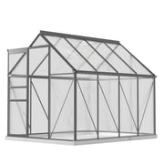 6' x 8' x 6.5' Polycarbonate Greenhouse, Walk-in Green House with Adjustable Roof Vent Galvanized Base Sliding Door Rain Gutter for Outdoor Garden Backyard, Charcoal Grey