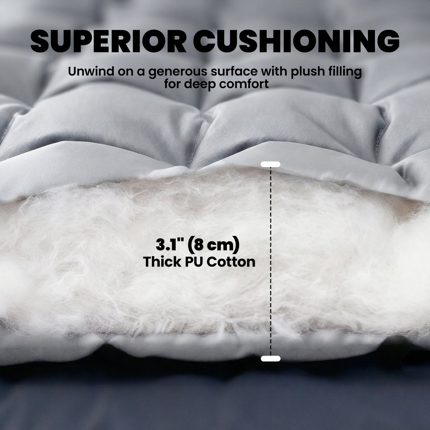 Sleeping Mat, Camping Mat Pad with Elastic Straps, Light Grey