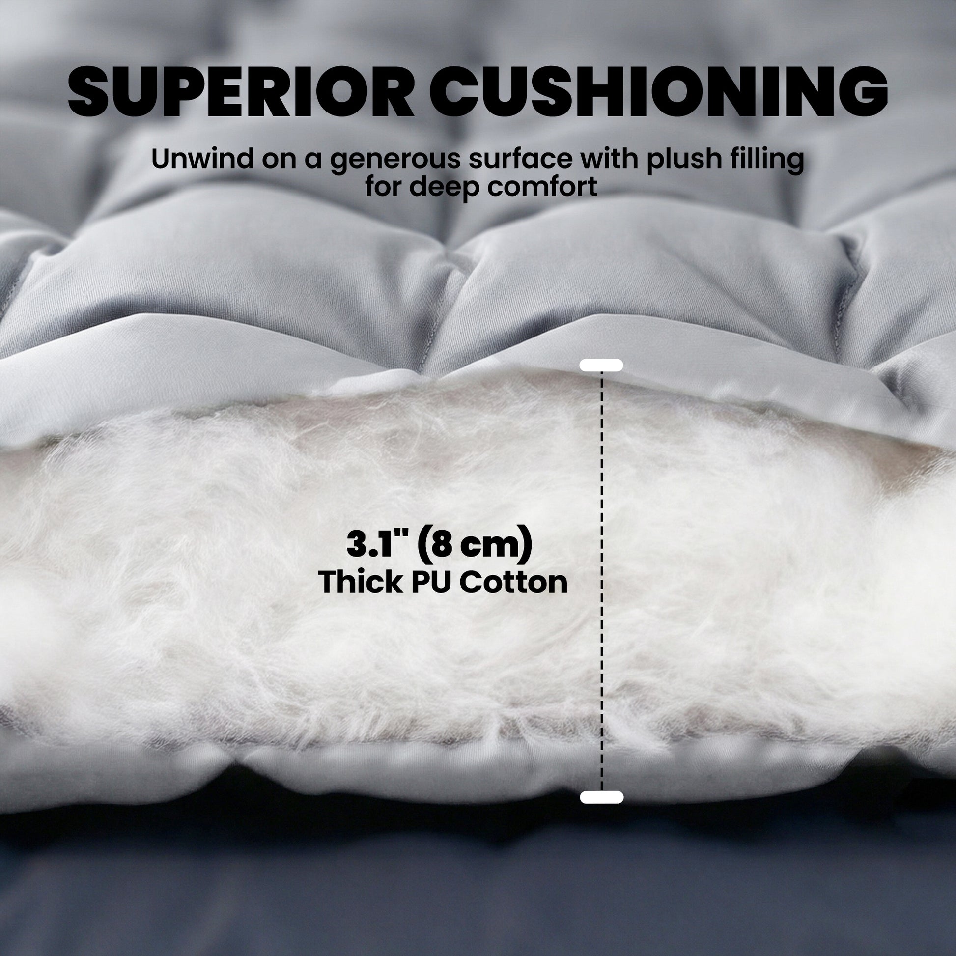 Sleeping Mat, Camping Mat Pad with Elastic Straps, Light Grey
