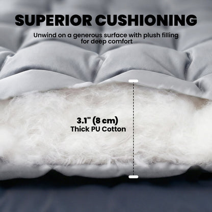 Sleeping Mat, Camping Mat Pad with Elastic Straps, Light Grey