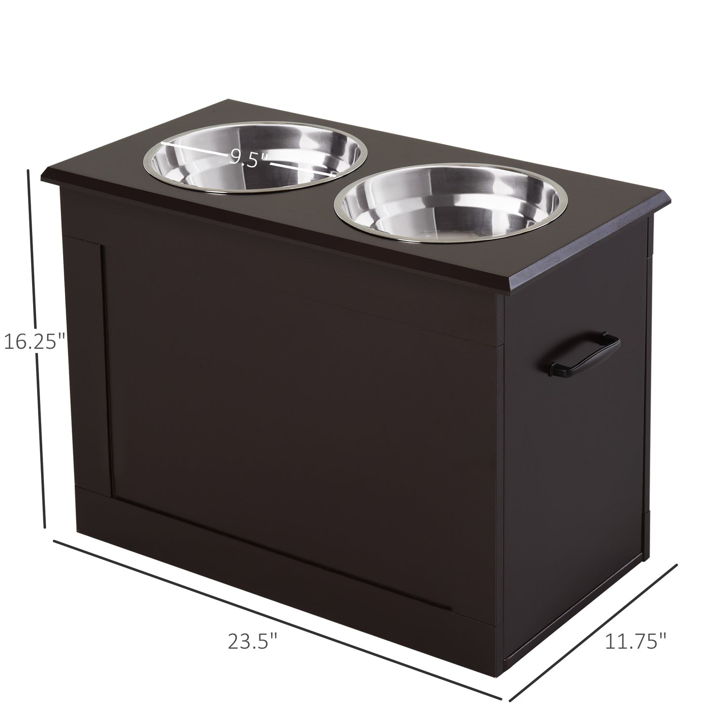Elevated Dog Bowls for Large Dogs with Storage 2 Stainless Steel Dog Bowls， Elevated Base for Large Dogs, Coffee