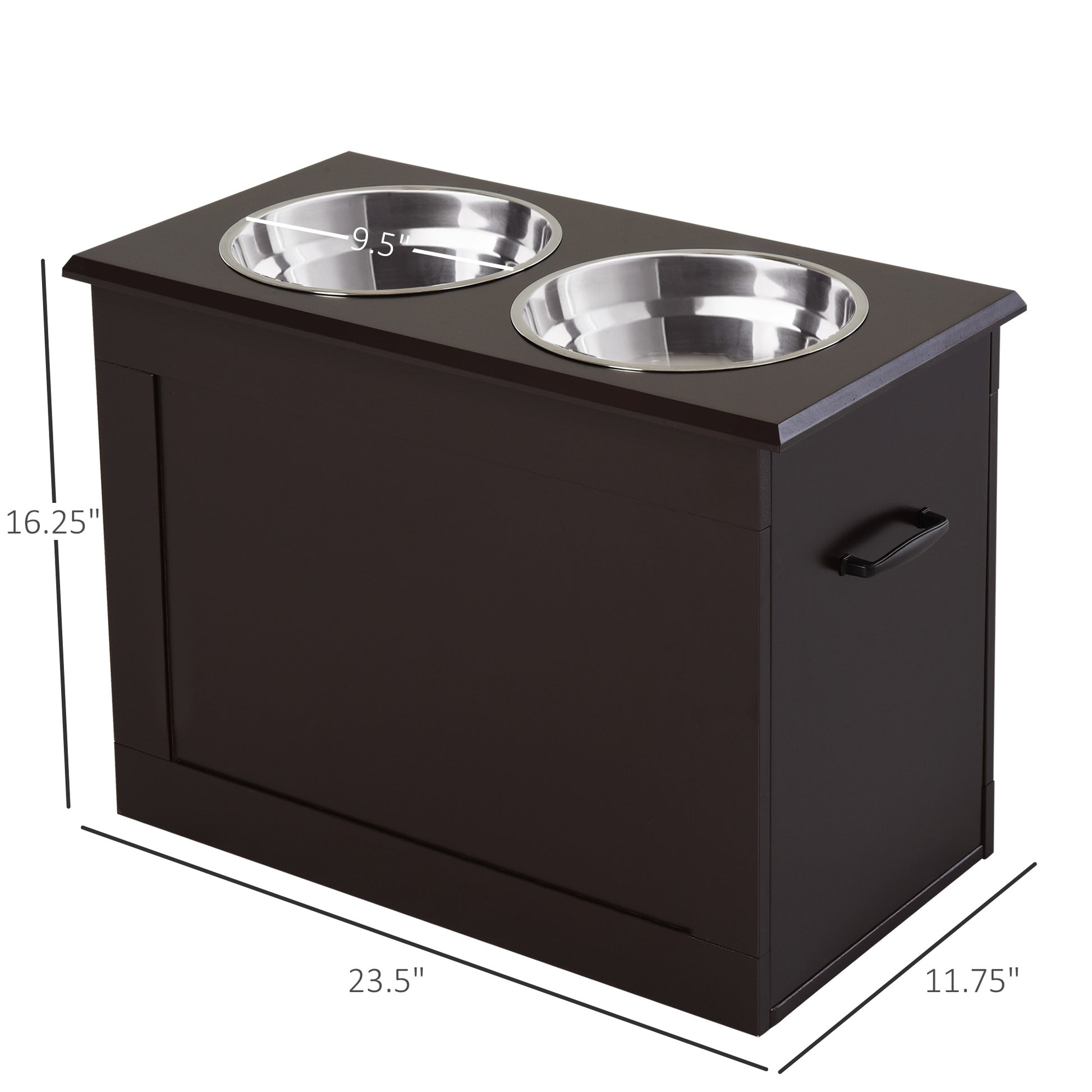 Elevated Dog Bowls for Large Dogs with Storage 2 Stainless Steel Dog Bowls， Elevated Base for Large Dogs, Coffee