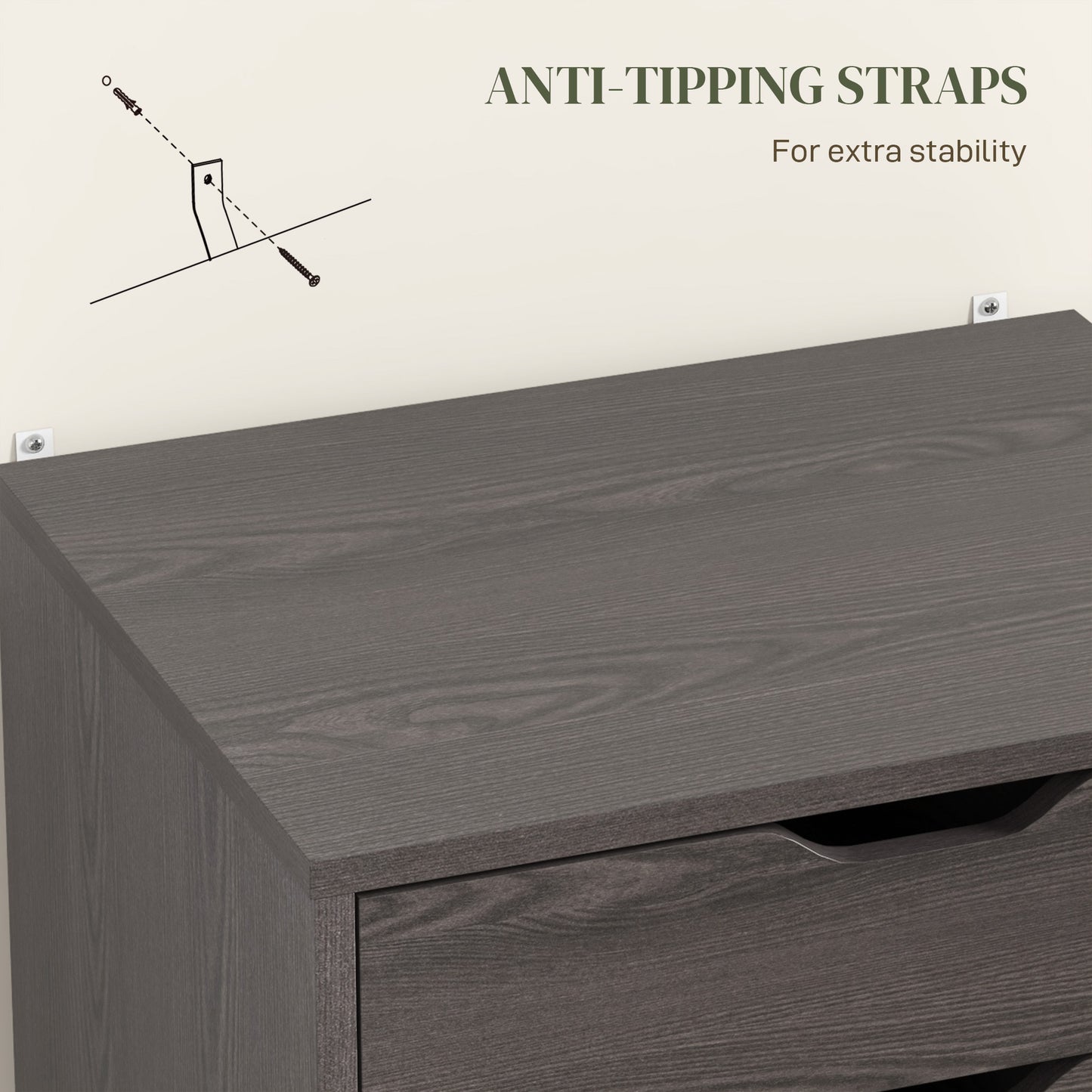 7-drawer Vertical File Cabinet for Home Office, Storage Cabinet with Wheels, 18.7"x15.6"x35.4", Grey Wood Grain
