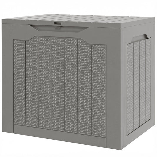 28 Gallon Deck Box, Resin Outdoor Storage Box with Handles, Waterproof and UV Resistant Storage Container