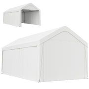 Carport, 10 x 20 ft Portable Garage with 2 Roll-Up Doors and Removable Sidewalls for Car, Truck, Boat, White