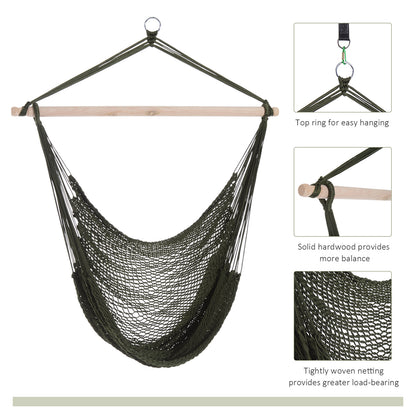 Portable Hammock Chair, Hanging Woven Hammock Swing Chair Sleeping Bed for Outdoor Garden Yard Camping, Army Green