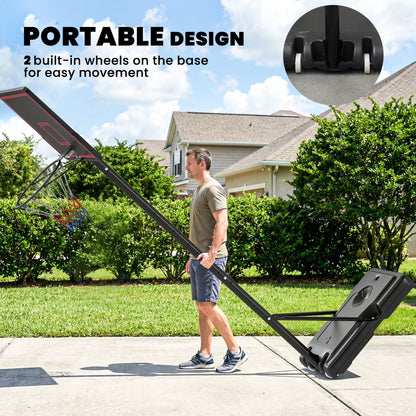 Soozier Portable Basketball Hoop Outdoor, 4.4-10ft Adjustable Height Basketball Goal with Wheels, Fillable Base and Sandbag
