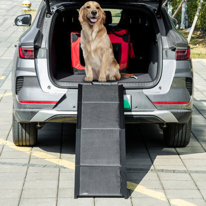 Folding Pet Ramp, 62 Inch Lightweight Portable Dog Ramp for Extra Large Dogs, Non-Slip Surface for Cars, Trucks and SUVs, Black