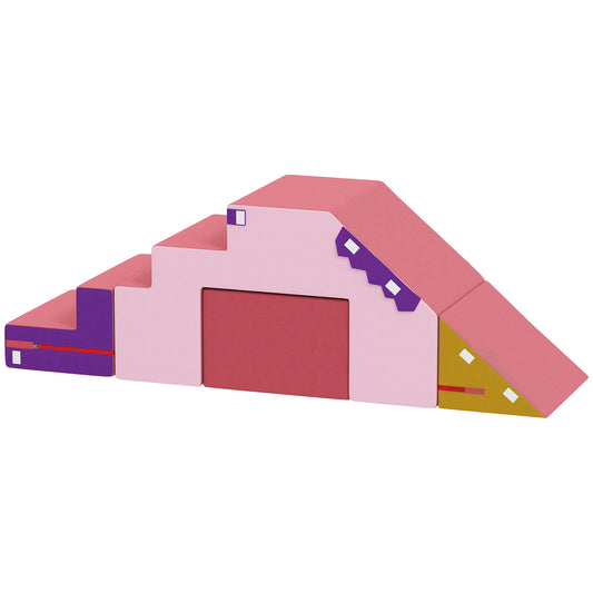 Qaba 2-Piece Climbing Foam Blocks for Toddlers with Detachable Cover, Indoor Climb and Crawl Activity PlaySet, Pink
