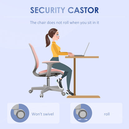 Office Chair, Small Computer Desk Chair with Mesh Back, Swivel Castors, Arm, Pink