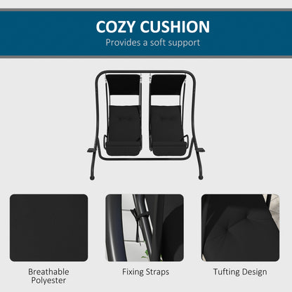 2-Seater Outdoor Porch Swing with Canopy, Patio Swing Chair for Garden, Poolside, Backyard, Black