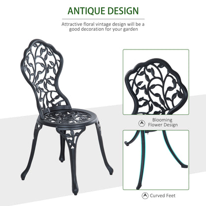 3 Pieces Bistro Set, Patio Table and Chairs with Cast Aluminum Frame for Garden, Balcony, Porch, Black