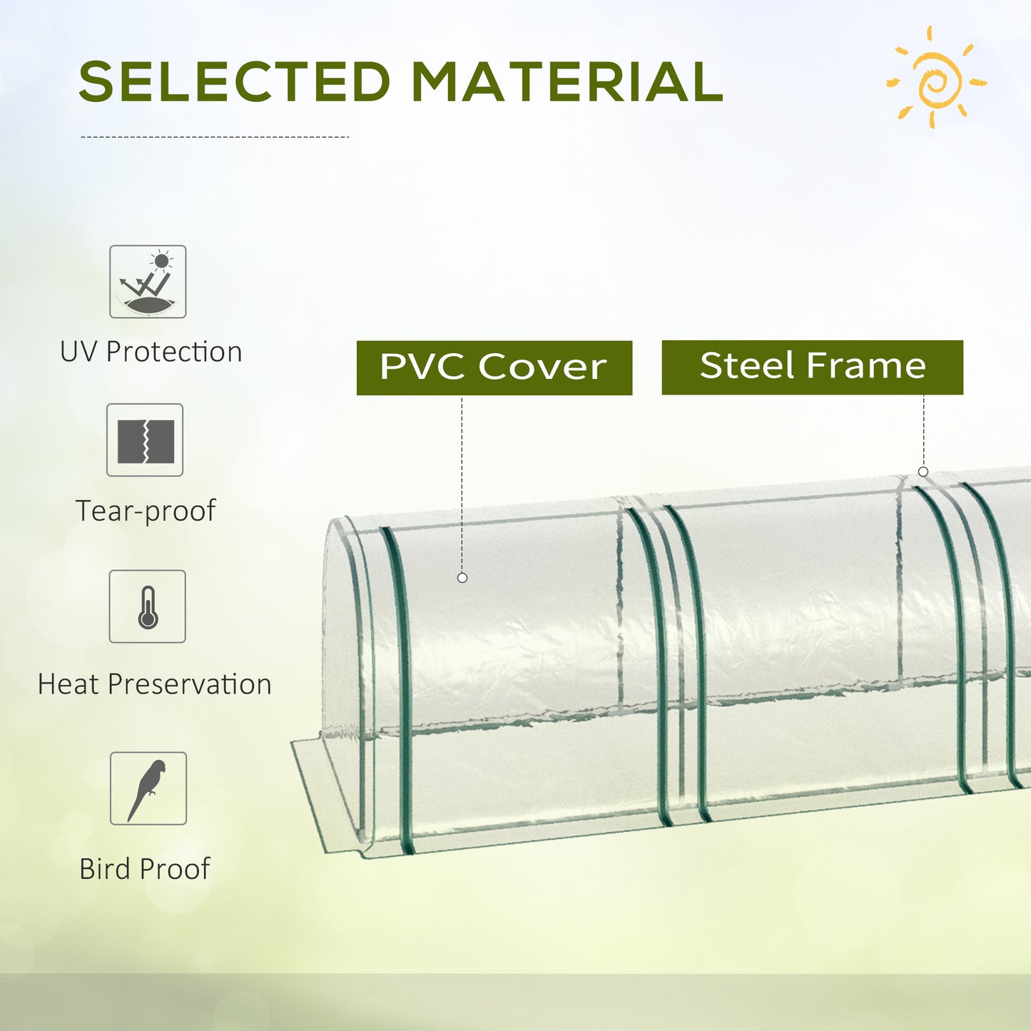 10' x 3' x 2.5' Portable Mini Tunnel Greenhouse with 3 Zipped Doors, Easy Assembly, Clear