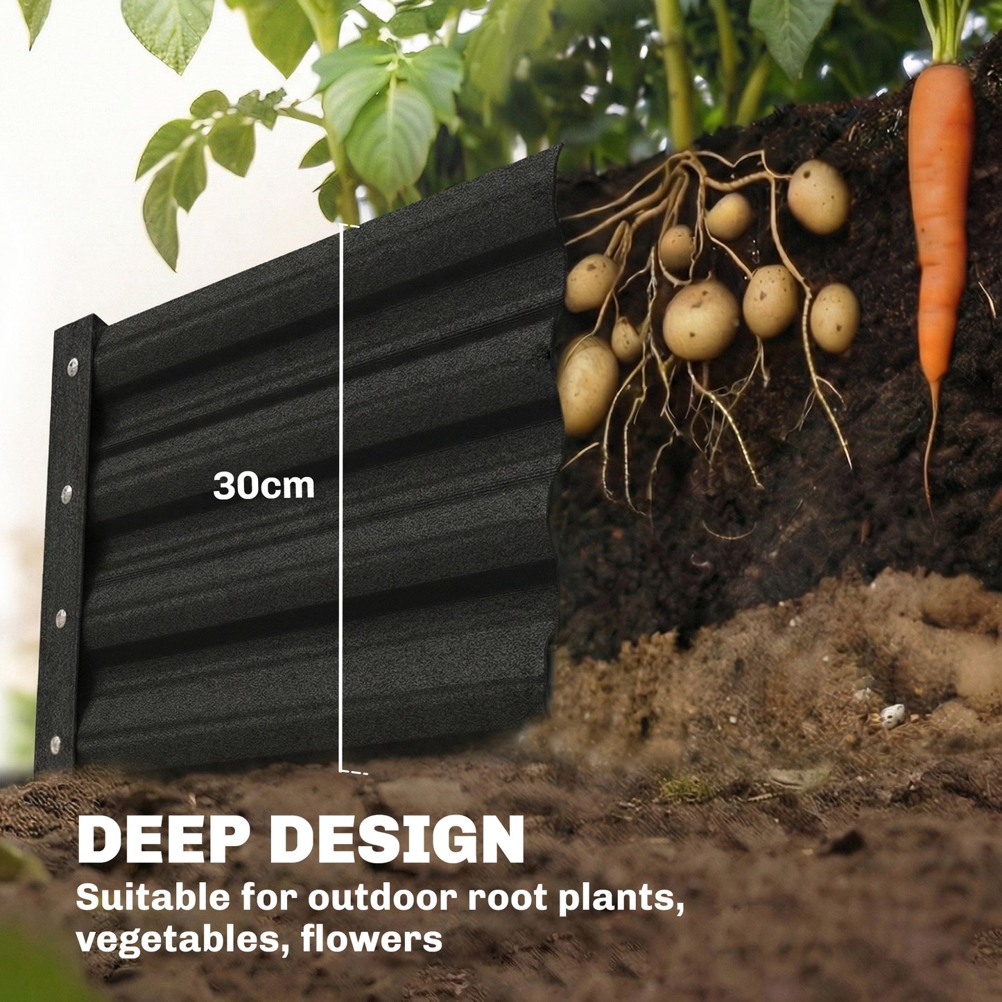 6 x 3 x 1ft Galvanized Raised Garden Bed, Reinforced Outdoor Planter Box with Open Bottom, Black