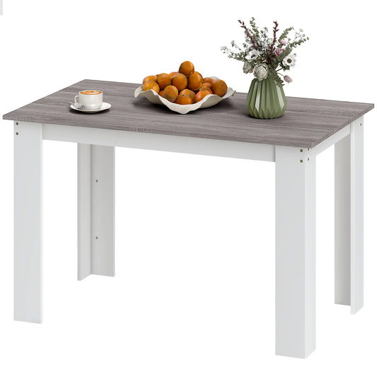 47" Kitchen Table for 4-6 People, Dining Table with Wood Effect for Dining Room, Grey