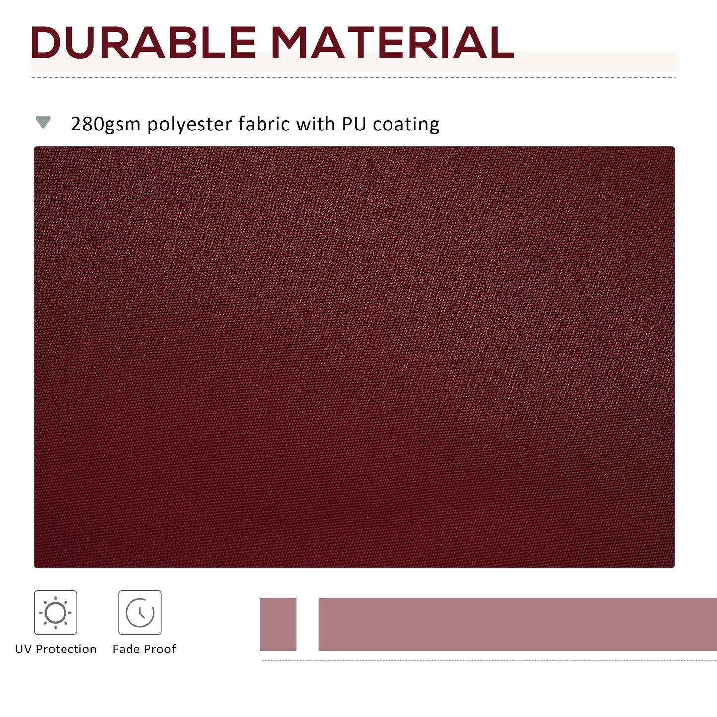 11' x 10' Retractable Awning Fabric Replacement Outdoor Sunshade Canopy Awning Cover, UV Protection, Wine Red